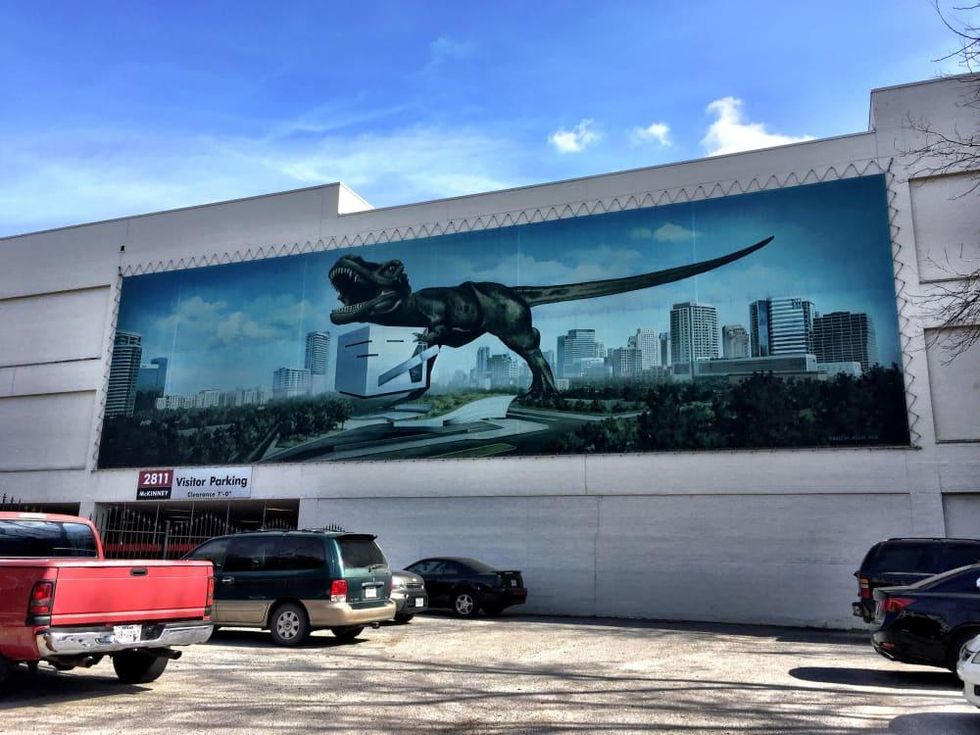 Dinosaur mural in Dallas, artist unknown