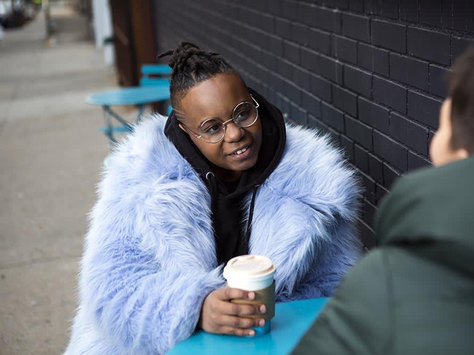 Drinking coffee with friend