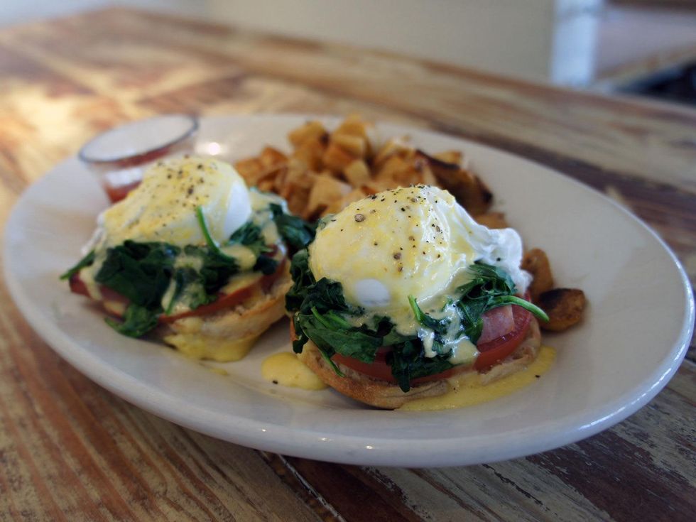 Eggs Benedict at Oddfellows in Bishop Arts District in Dallas