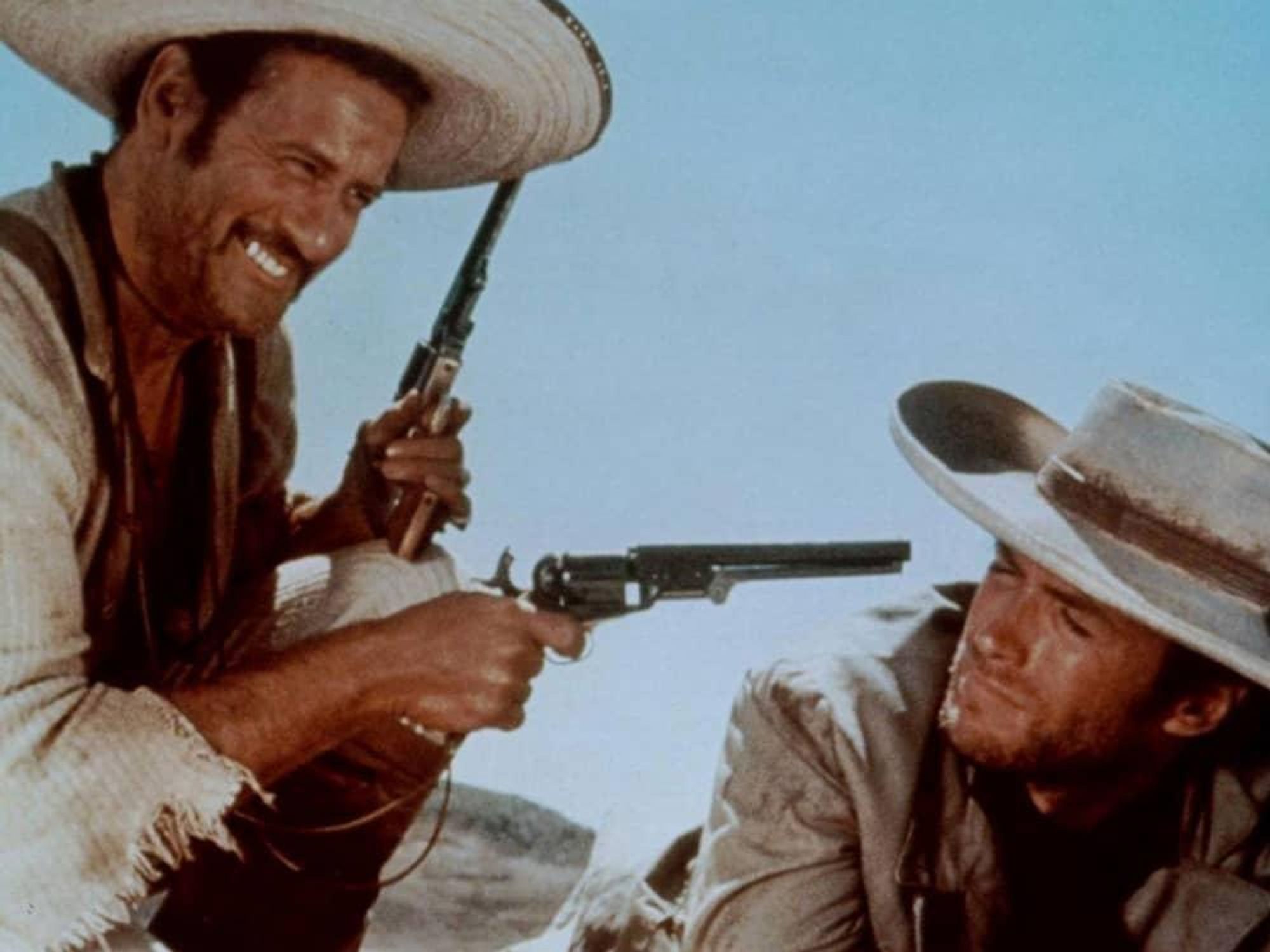 Eli Wallach with Clint Eastwood in The Good the bad and the ugly
