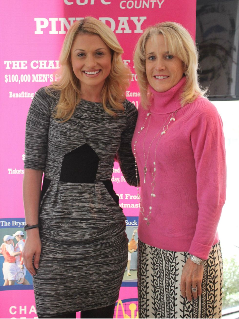 Emcee Jane Slater and Honorary Host Tracy Austin, Challenger Dallas Pink Day