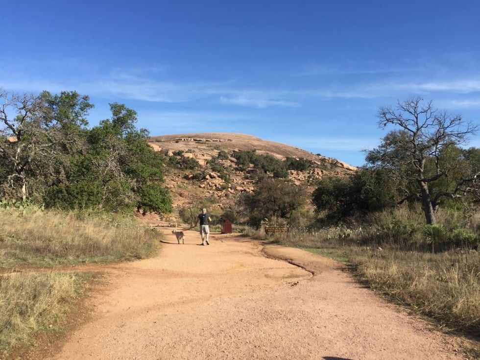 Enchanted Rock looming in the distance