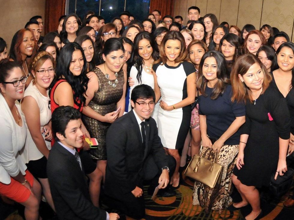 Eva Longoria and University of Houston students Nov. 2013