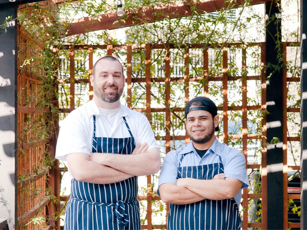 Executive Chef Brian Zenner and Sous Chef Rudy Mendoza of Belly & Trumpet restaurant in Dallas