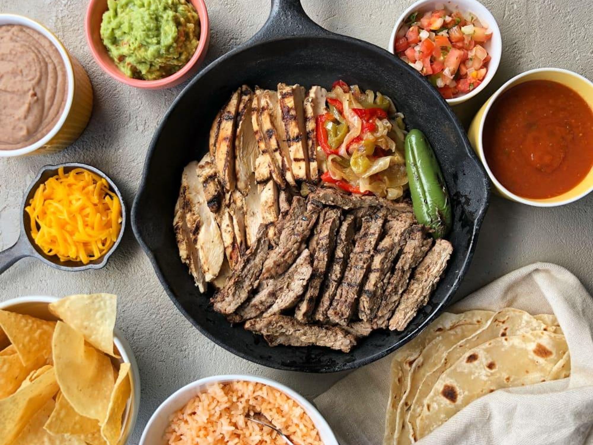 Fajita Petes fajitas and sides