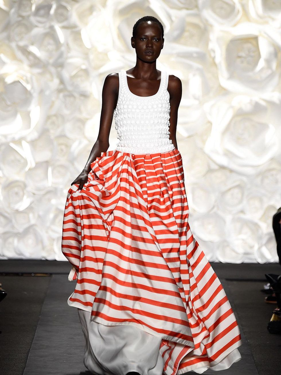 Fashion Week spring 2015 Naeem Khan and a model separates look