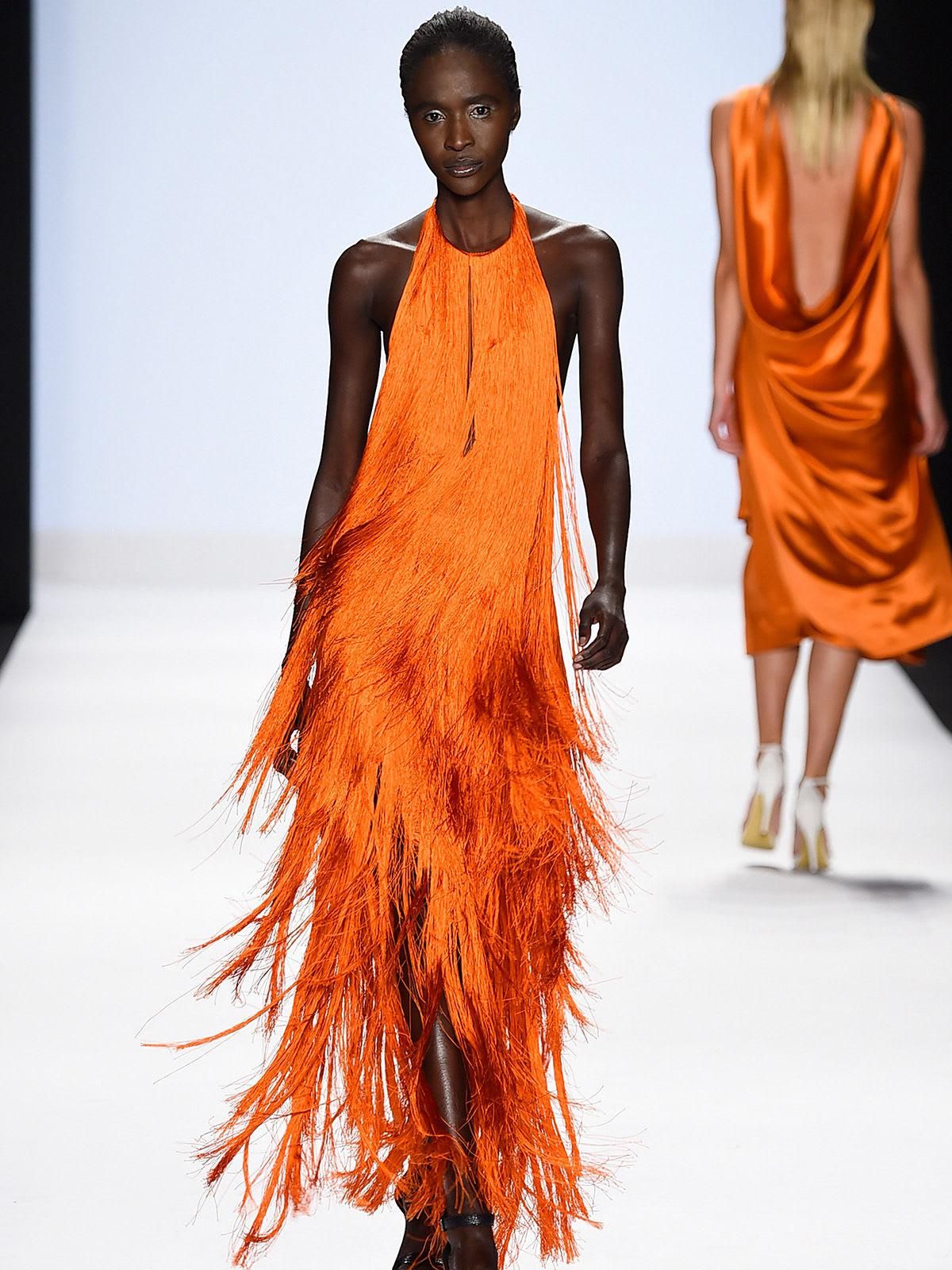 heidi klum fringe dress project runway Heidi Klum Wore a Neon Fringe Dress to Kids Choice Awards