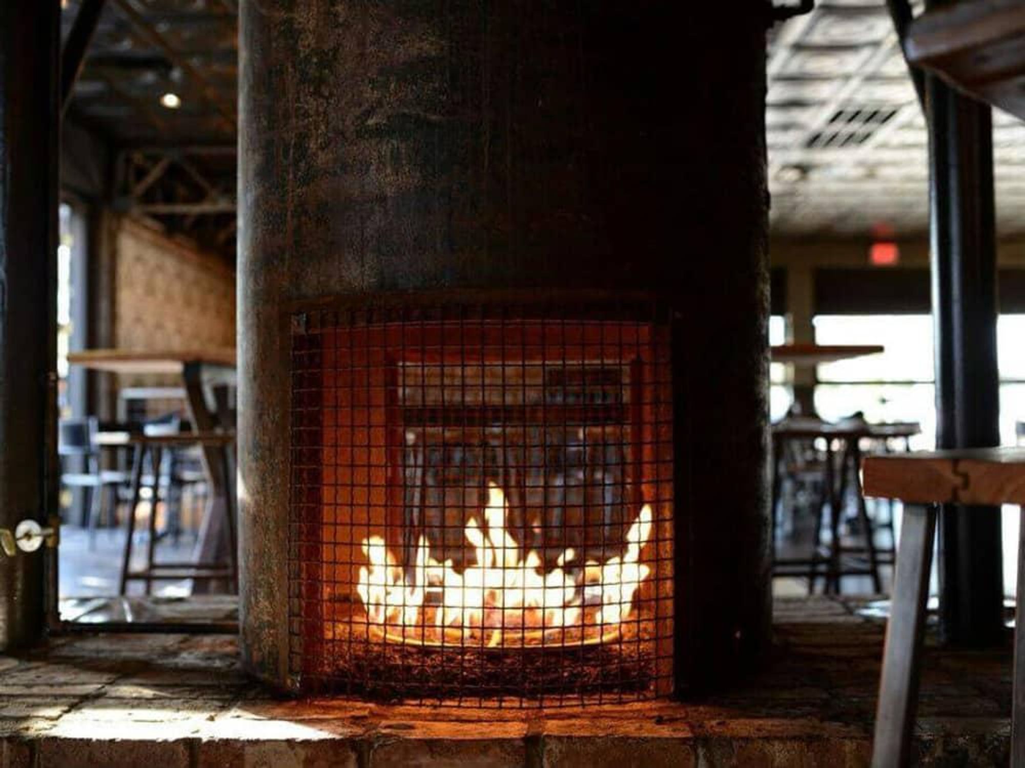 Fireplace at Henry's Majestic restaurant in Dallas