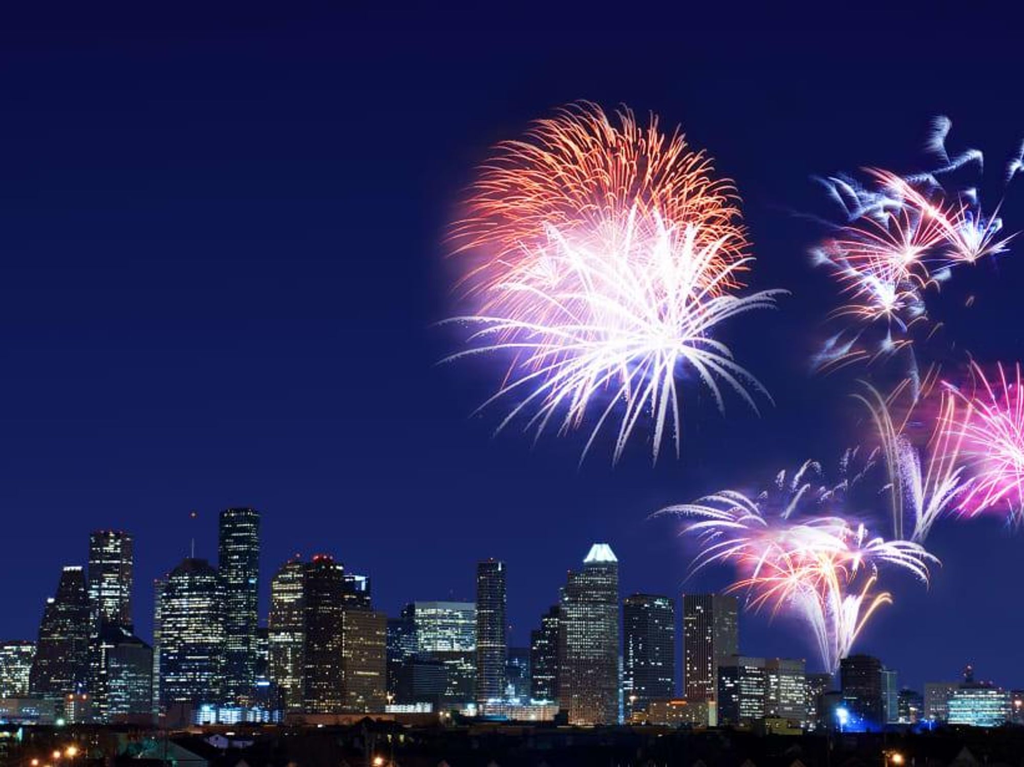 Fireworks Houston skyline
