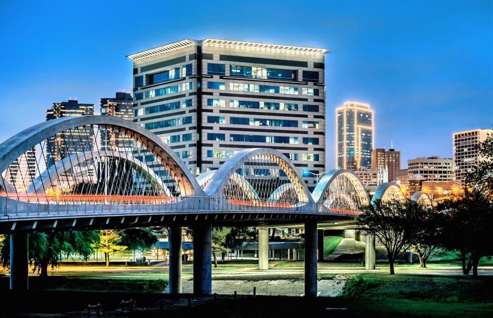 Fort Worth cityscape with Seventh Street Bridge