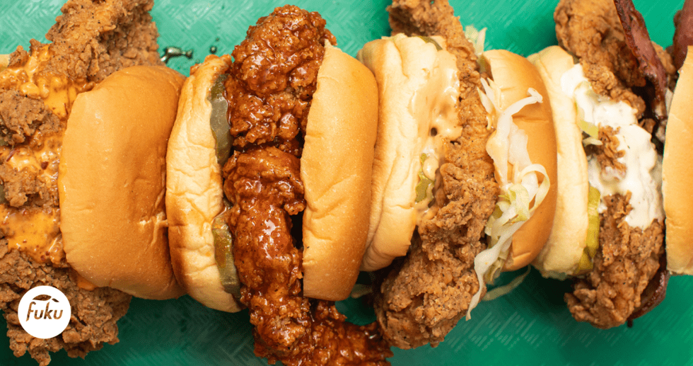 Fuku chicken sandwich sando lineup