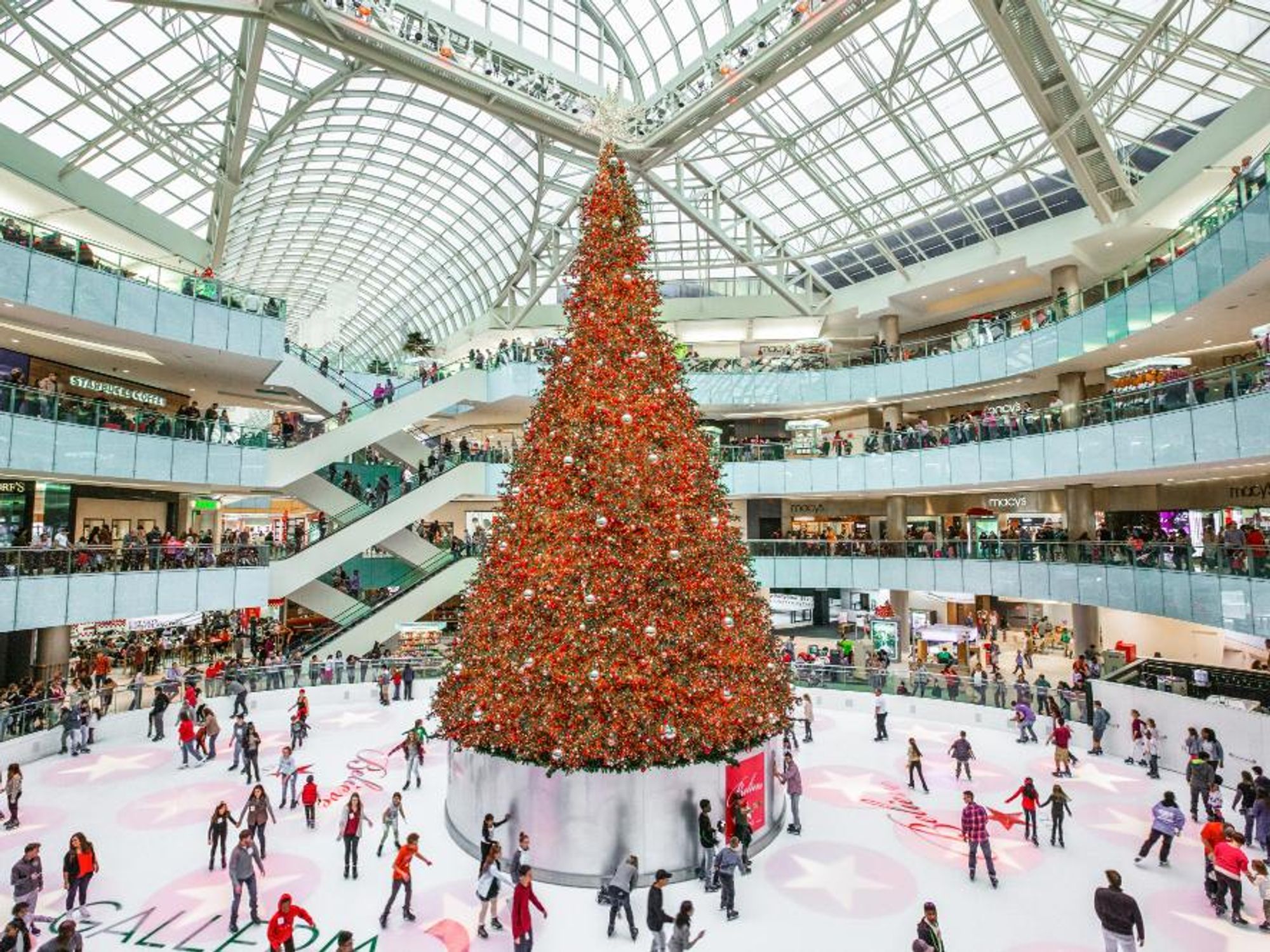 Galleria Dallas Christmas tree ice rink