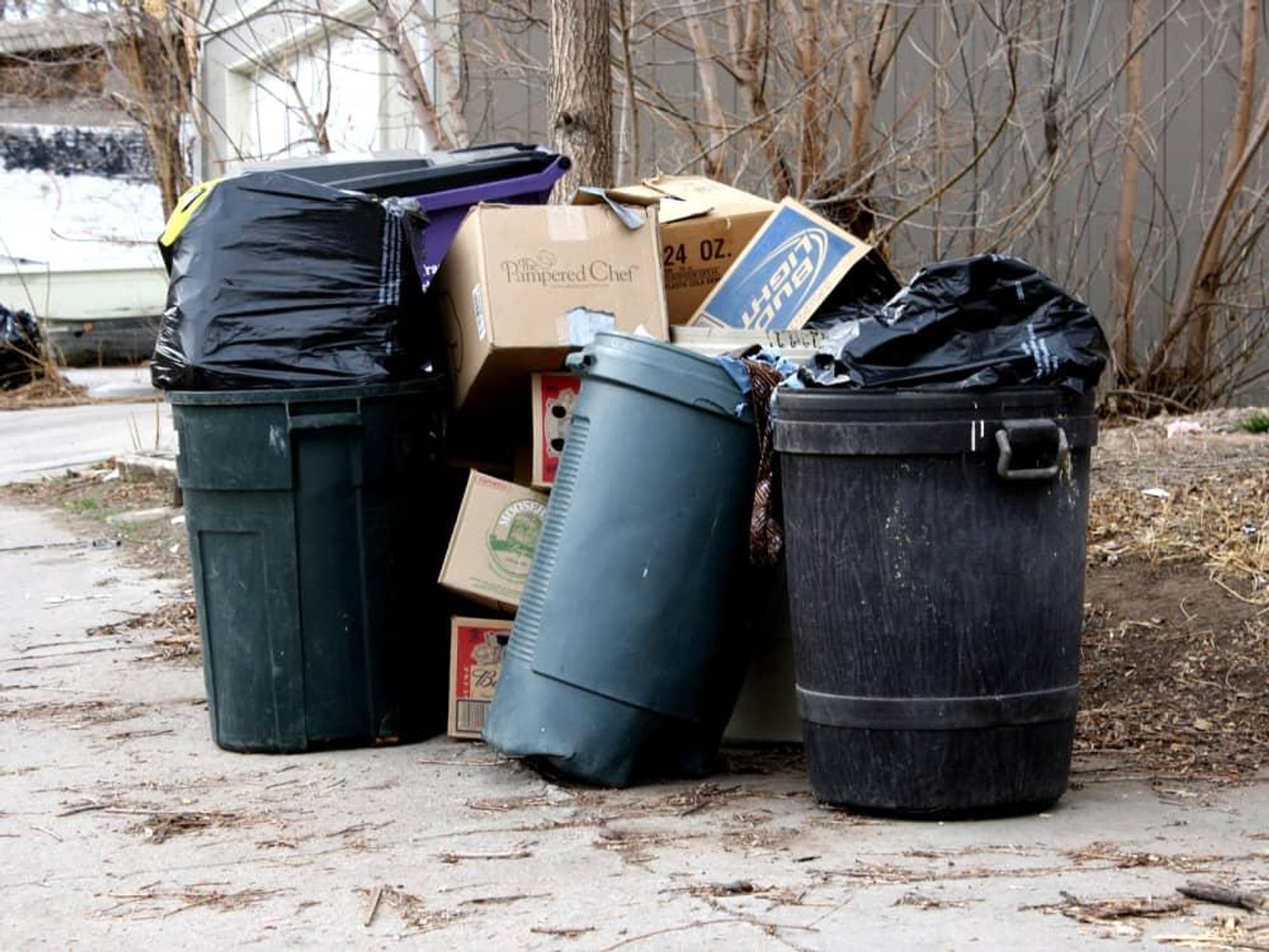 garbage cans overflowing with trash DAY