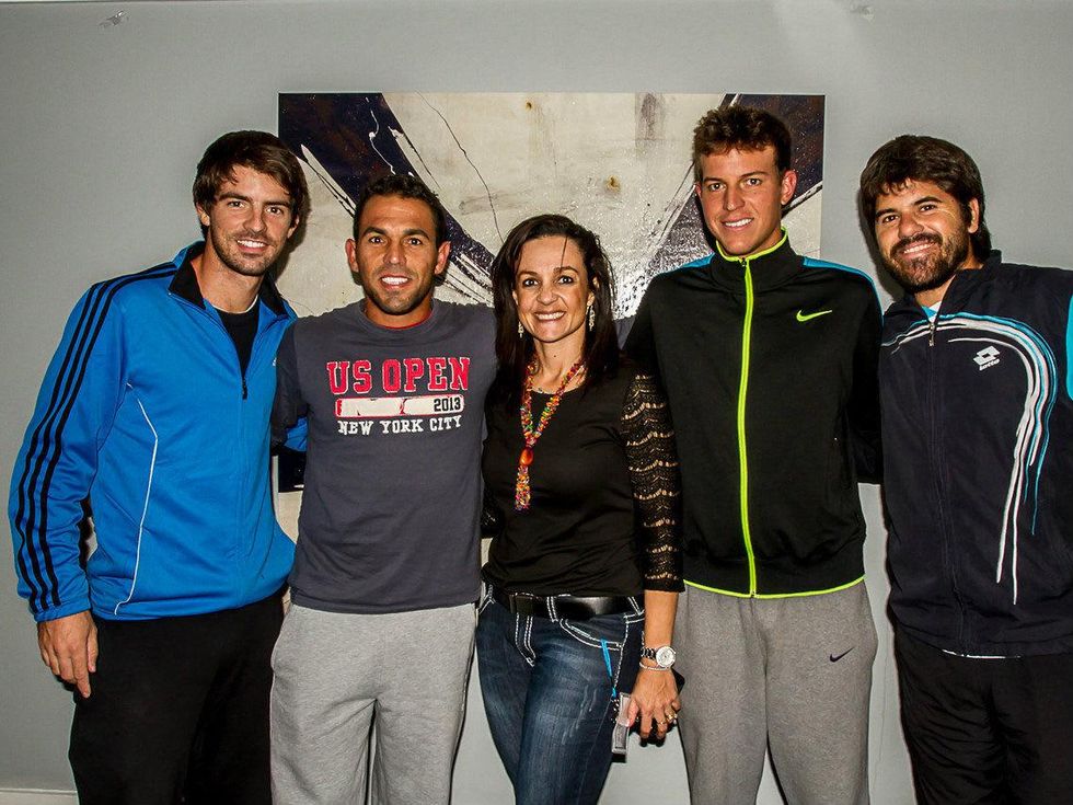 Gasta\u0303o Elias, Victor Estrella-\u00ad\u2010Burgos, Ana Castan\u0301o-\u00ad\u2010Mears, Jose\u0301 Hernandez and Juan Pablo Guzma\u0301n, challenger of dallas sponsor and players party