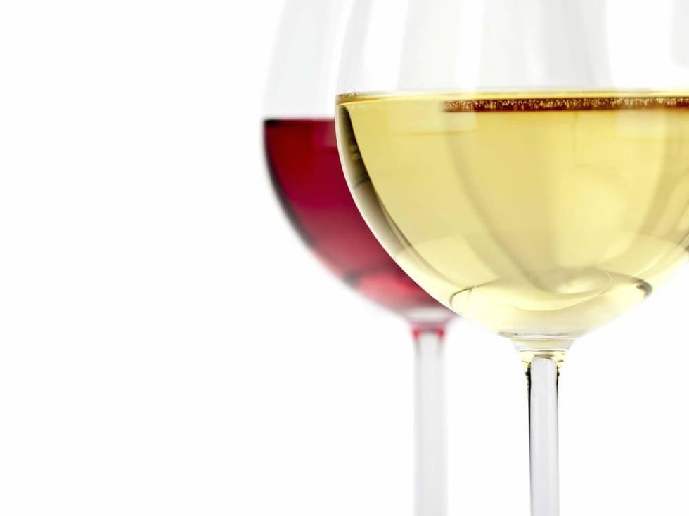 Glass of white and red wine