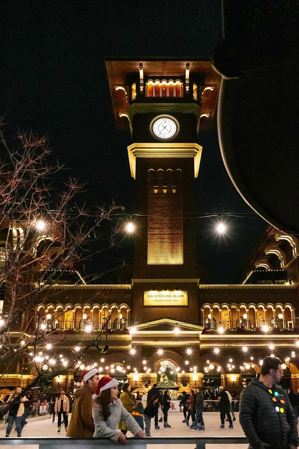 Glide across the Peace Plaza Ice Rink beneath a 60-foot live Christmas tree.