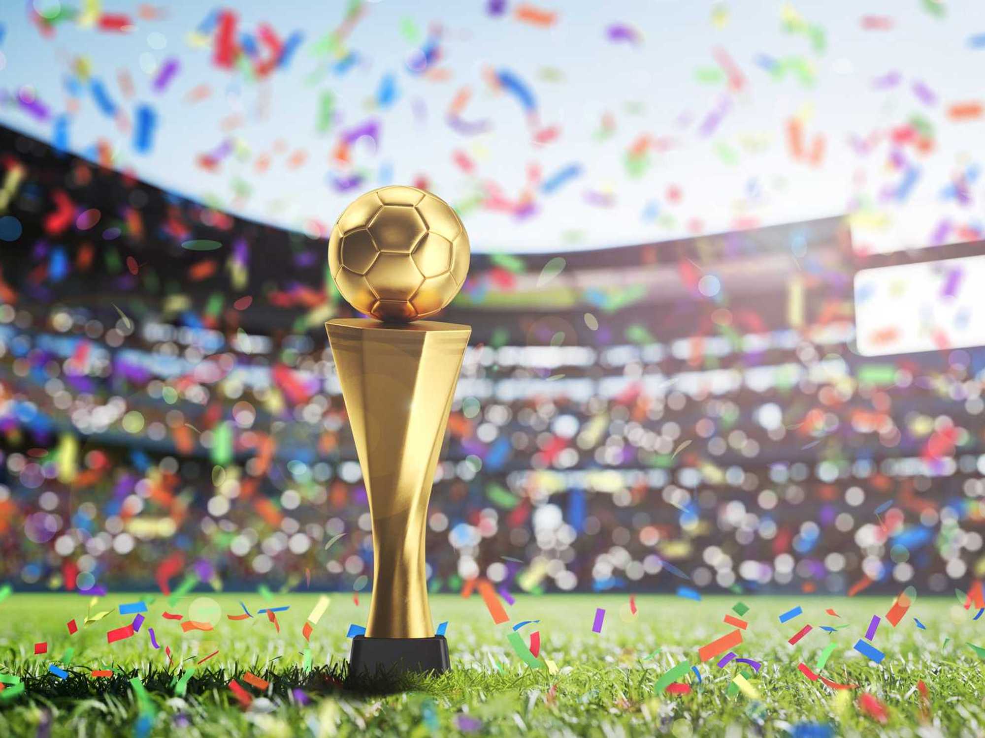 Golden Cup in football stadium