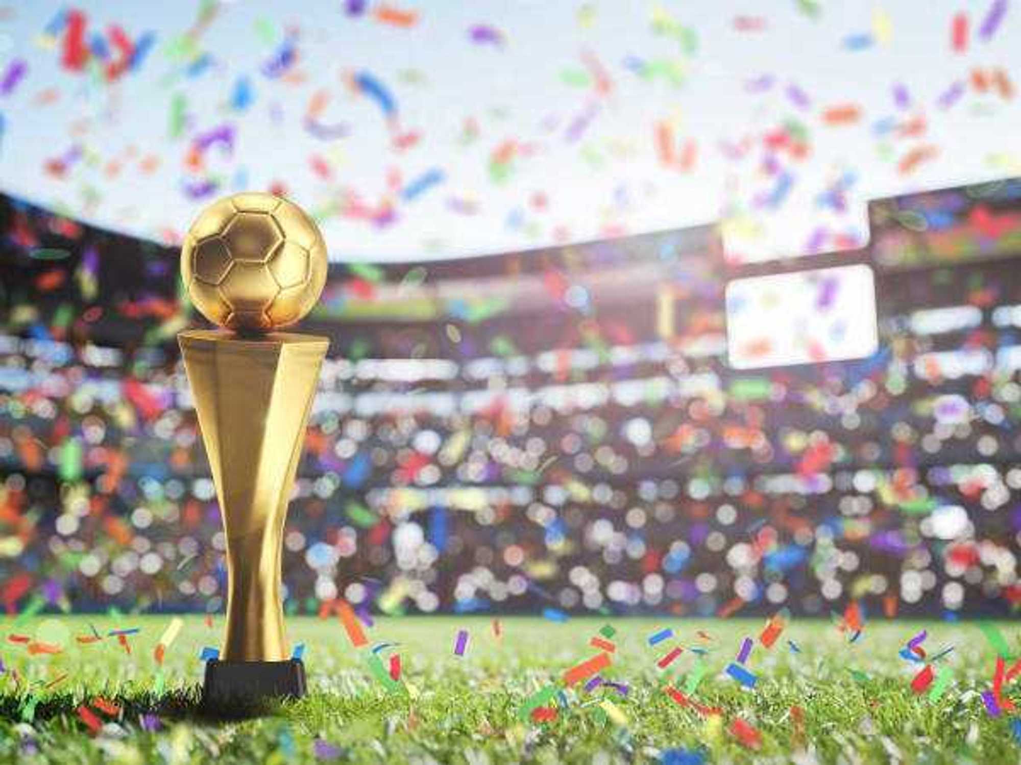 Golden Cup in football stadium