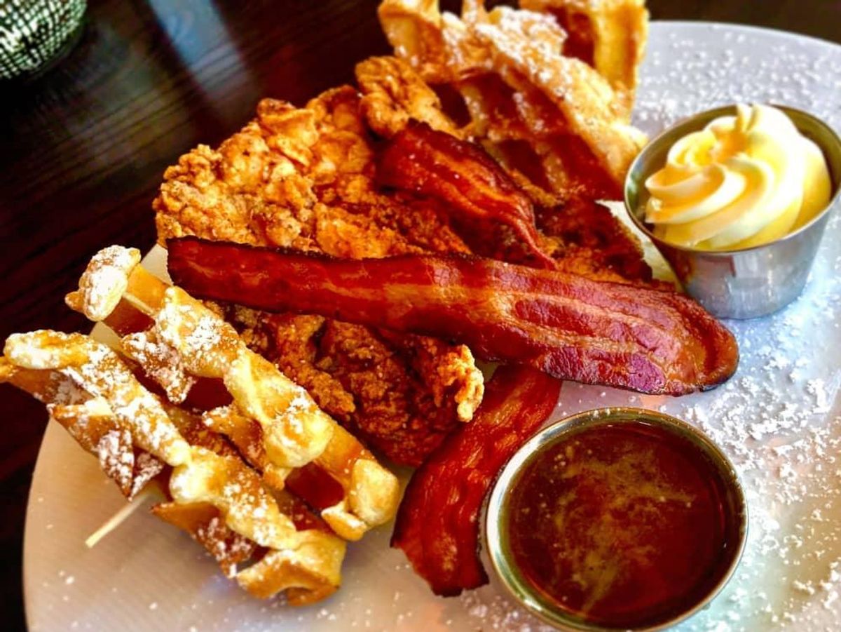 Gramma Minnie's fried chicken and waffles from Jasper's CultureMap Dallas