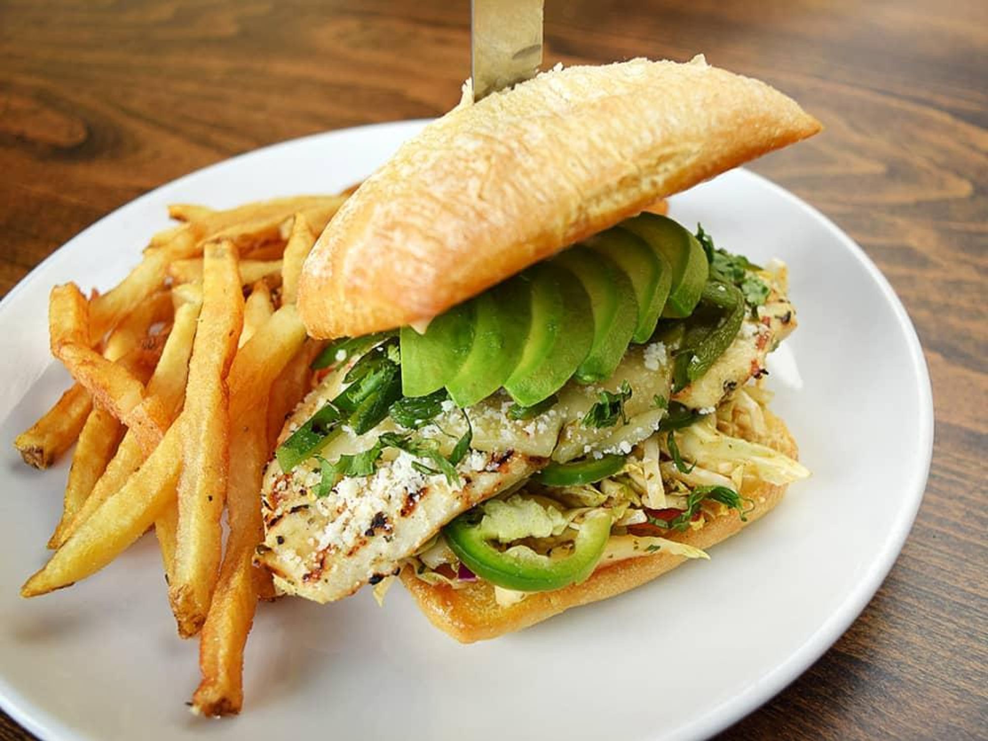Green chili chicken sandwich