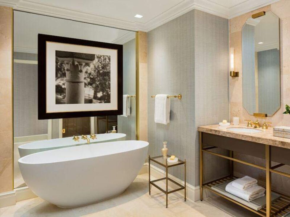 Guest room bathroom at Rosewood Mansion on Turtle Creek