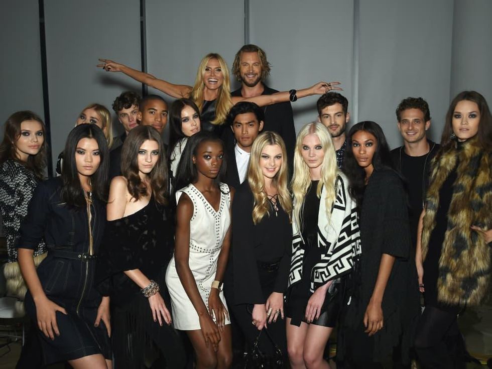 Heidi Klum with models at Macy'c INC party at New York Fashion Week