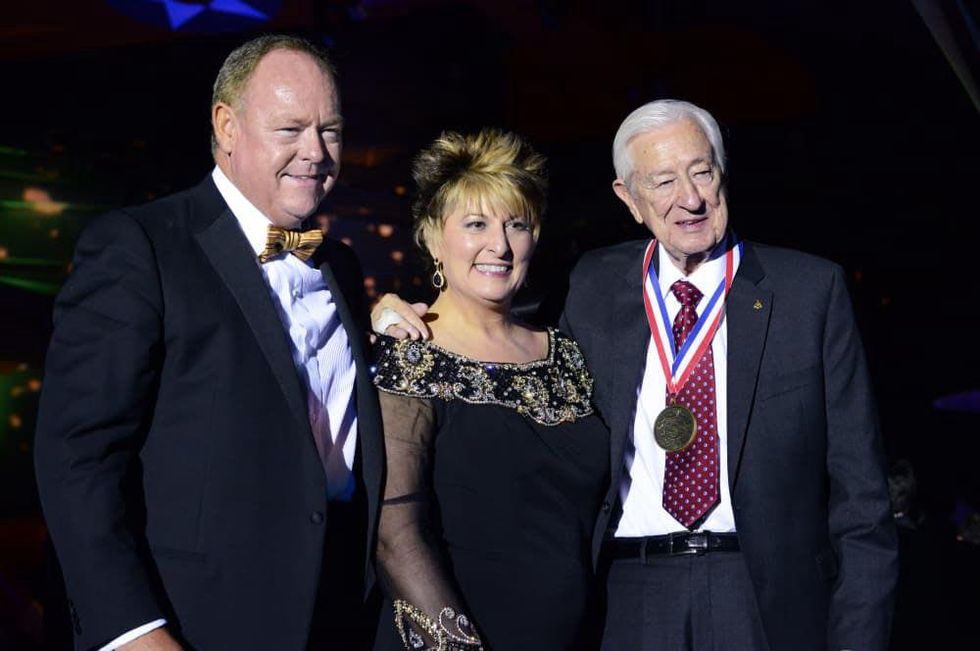 Hugh McElroy, Cheryl Shutterfield-Jones, Ralph Hall, Frontiers of Flight Museum, gala