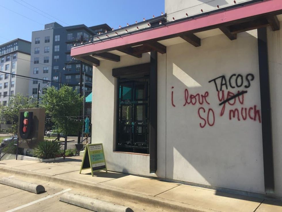 I Love Tacos So Much mural at Urban Taco