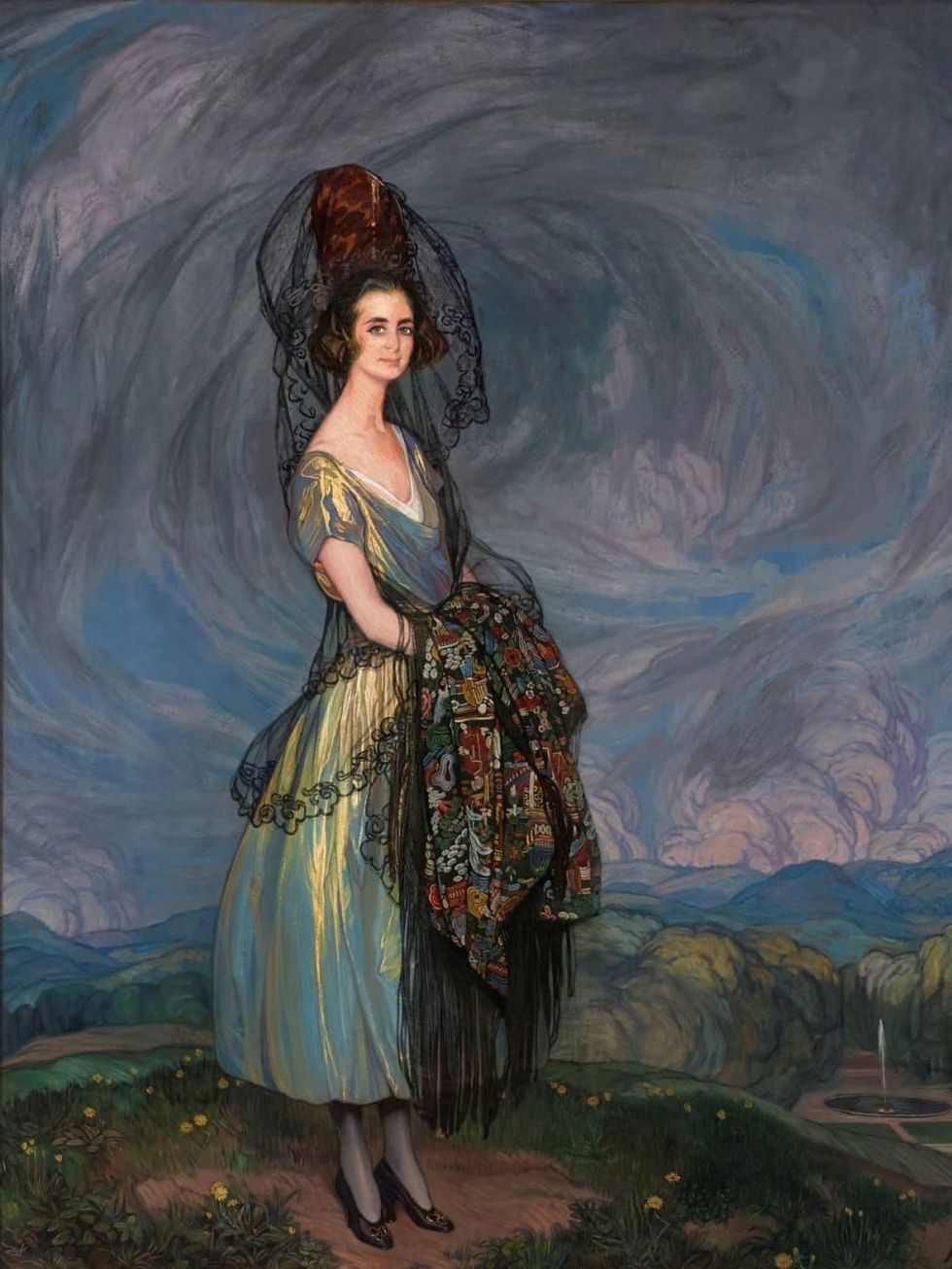 Ignacio Zuloaga y Zabaleta, Portrait of the Duchess of Ari\u00f3n, Marchioness of Bay, "Canvas & Silk"