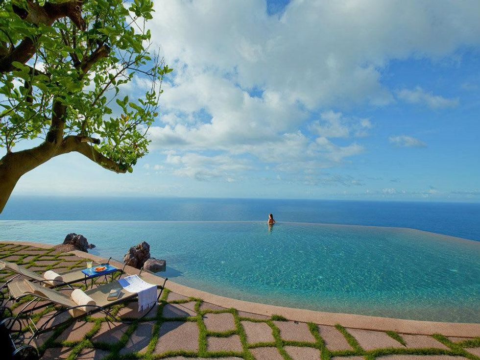Infinity pool at Monstero Santa Rosa Hotel on Amalfi Coast