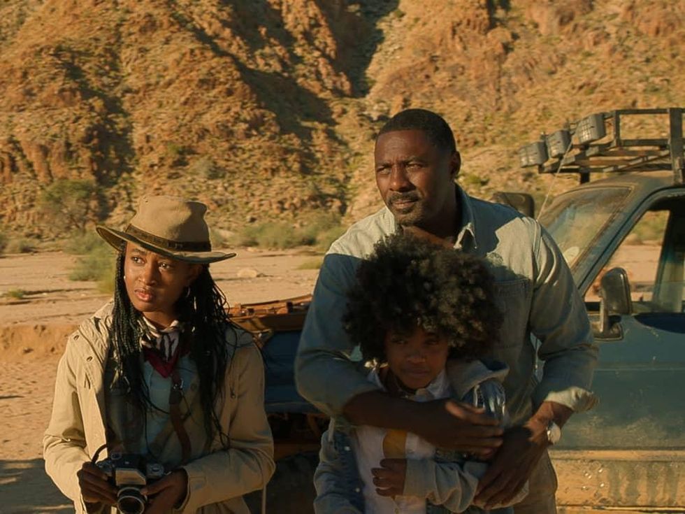 Iyana Halley, Leah Jeffries, and Idris Elba in Beast