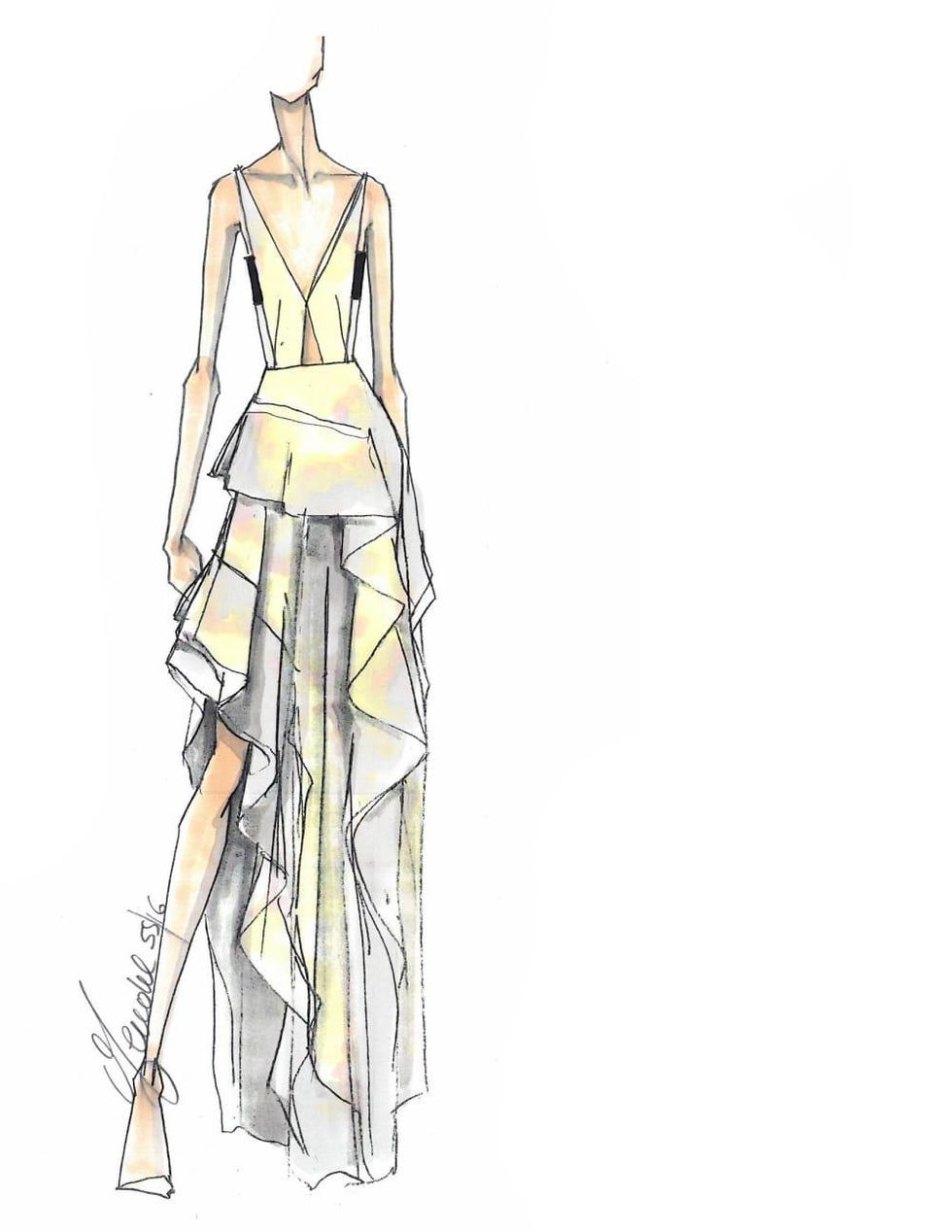 J Mendel inspiration sketch for New York Fashion Week spring 2016
