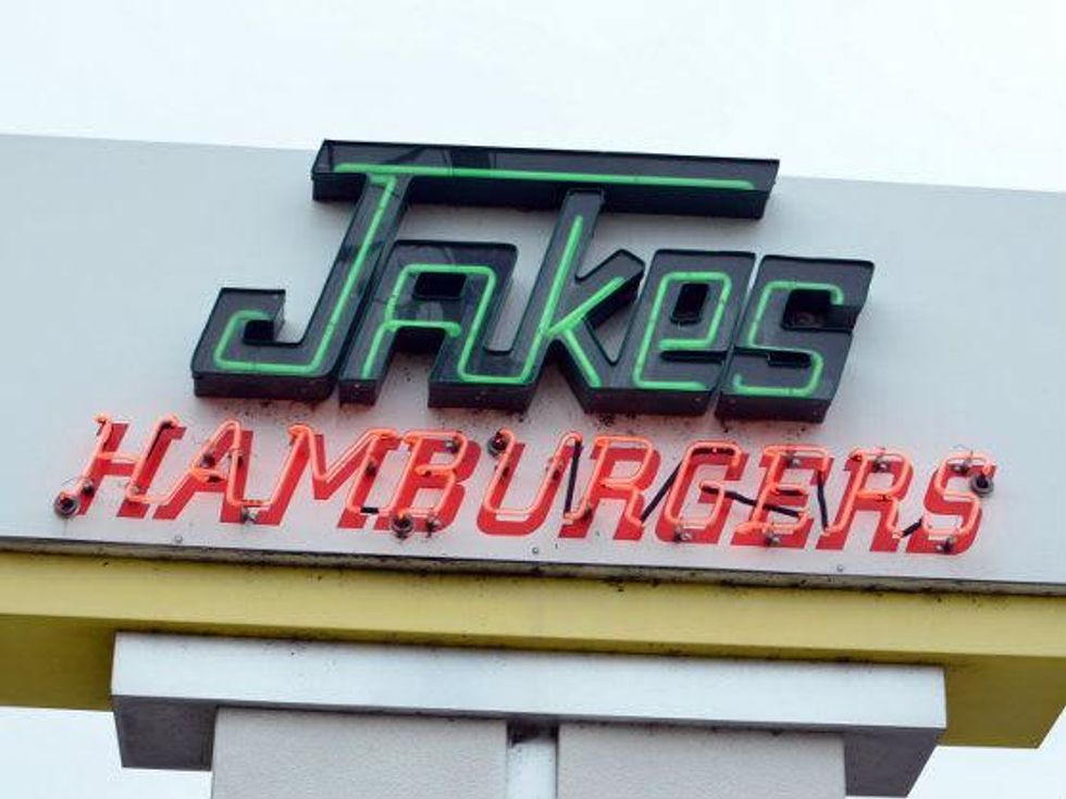 Jakes Hamburgers sign