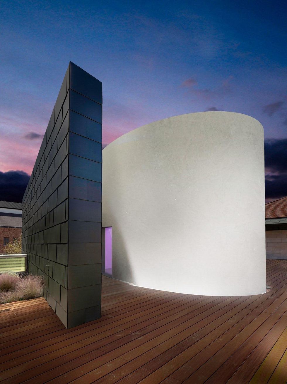 James Turrell rooftop Skyspace University of Texas at Austin at night