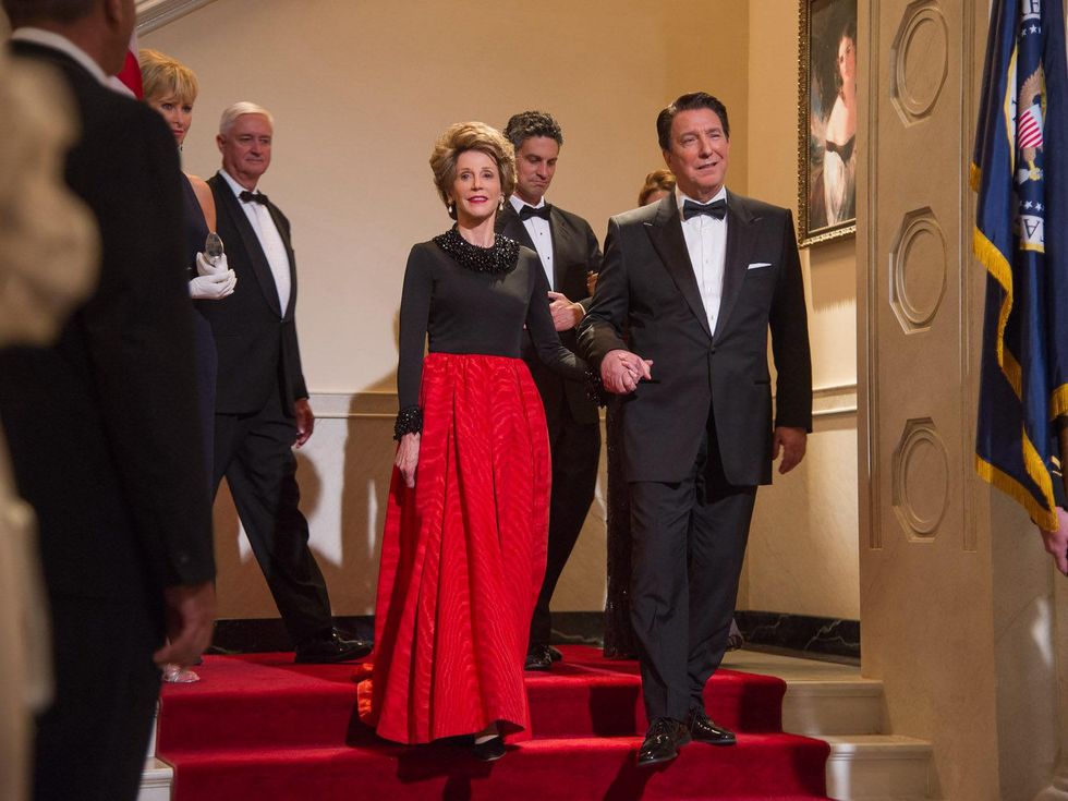 Jane Fonda as Nancy Reagan and Alan Rickman as Ronald Reagan in The Butler