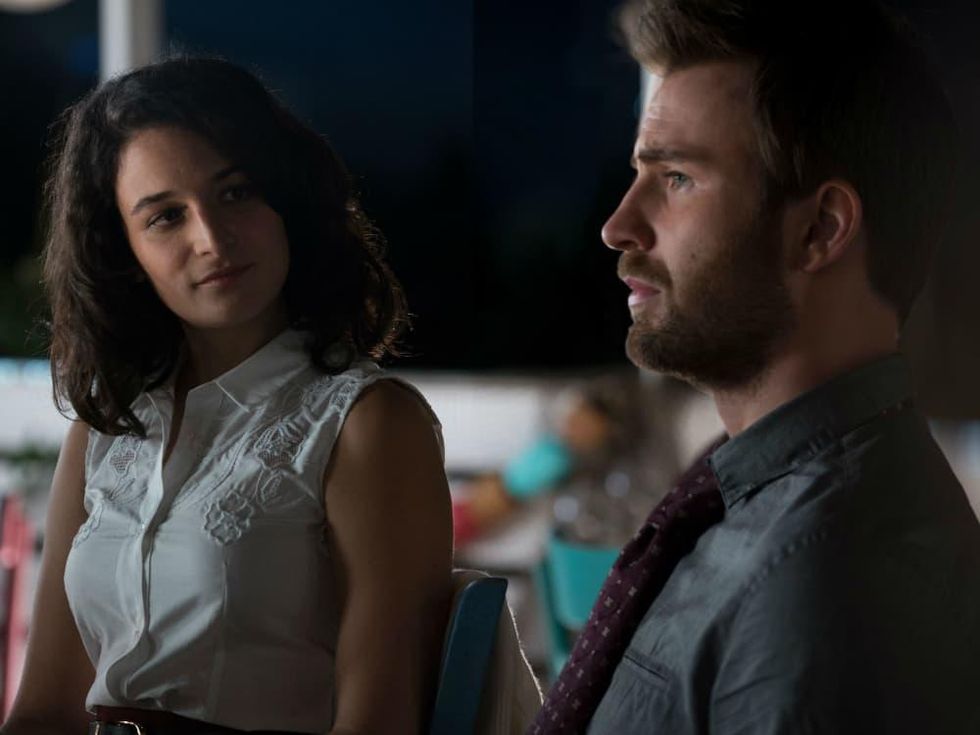 Jenny Slate and Chris Evans in Gifted