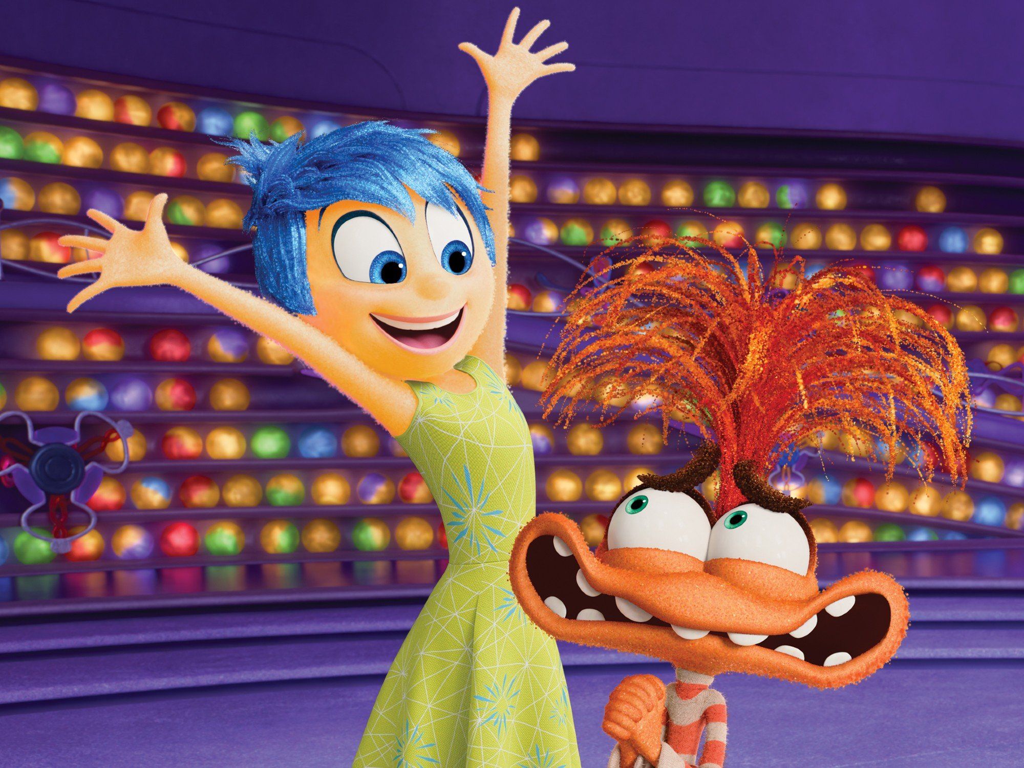Joy (Amy Poehler) and Anxiety (Maya Hawke) in Inside Out 2