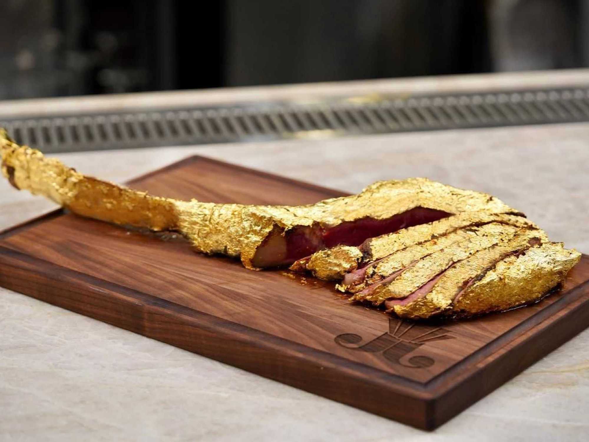 Juliet, gold-wrapped steak