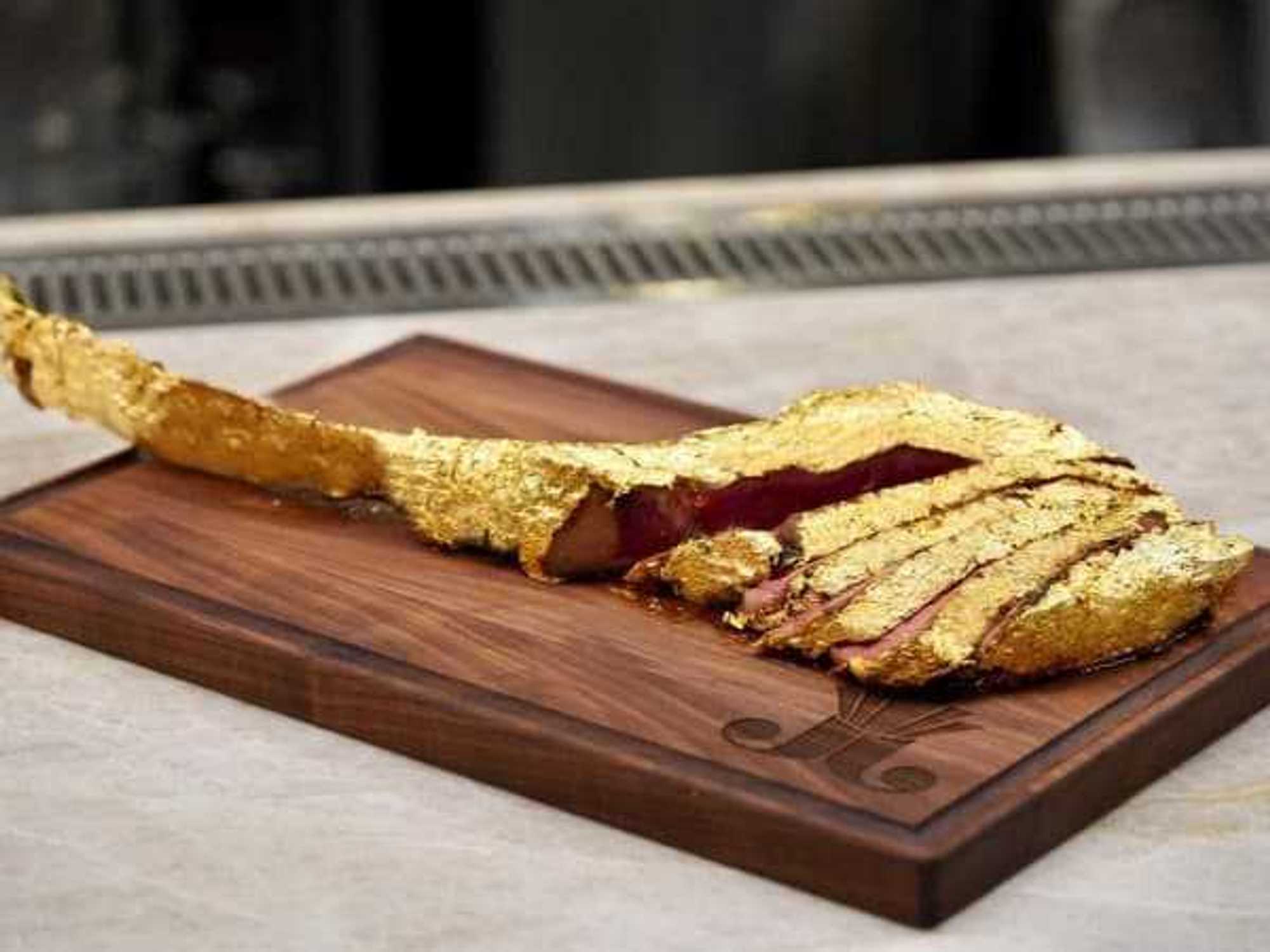 Juliet, gold-wrapped steak