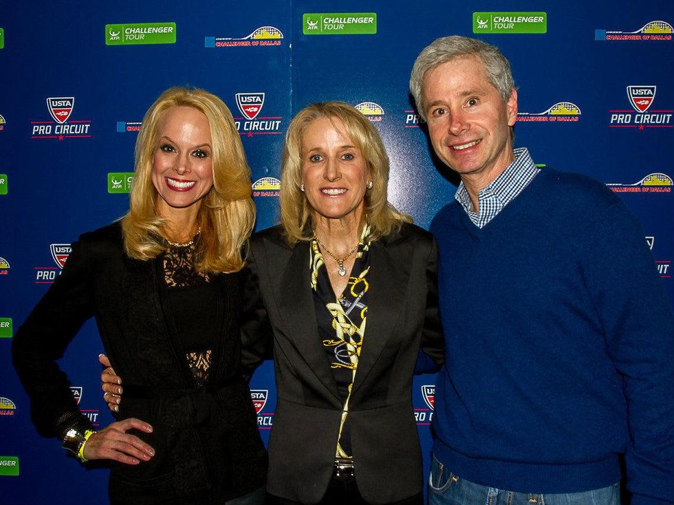 Katy Bock, Honorary Host Tracy Austin and Lawrence Bock, challenger of dallas sponsor and players party
