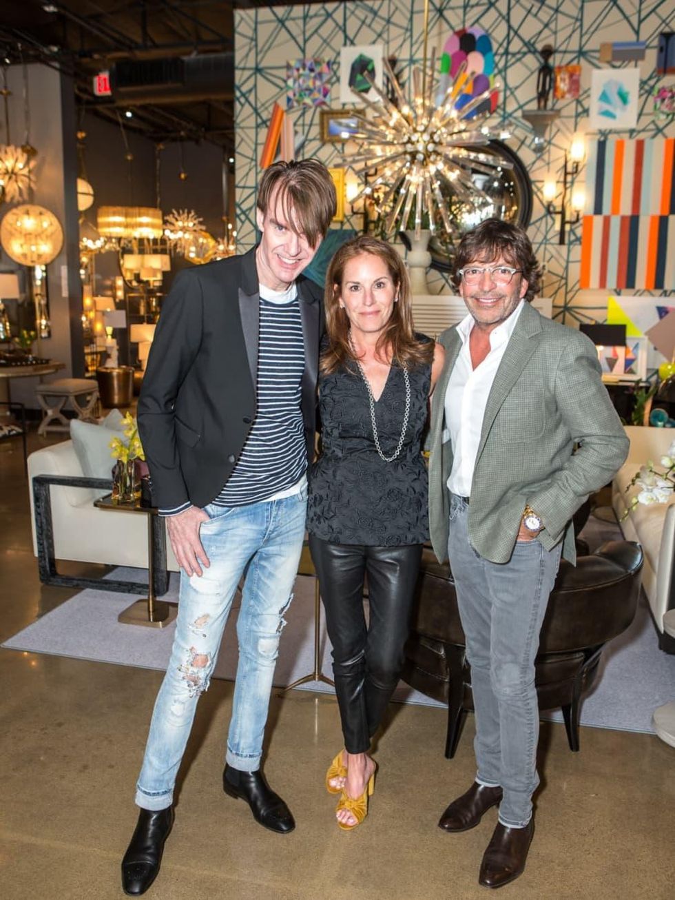 Ken Downing, Juliette Moussa, Mark Moussa, Arteriors Party 2018