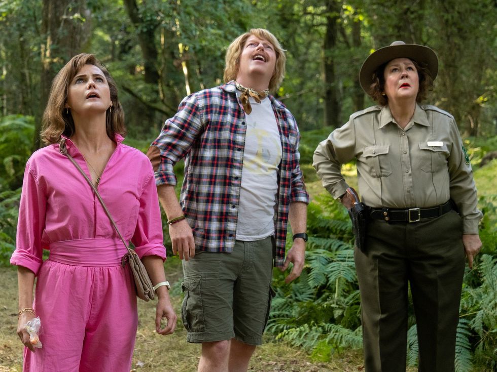 Keri Russell, Jesse Tyler Ferguson, and Margo Martindale in Cocaine Bear