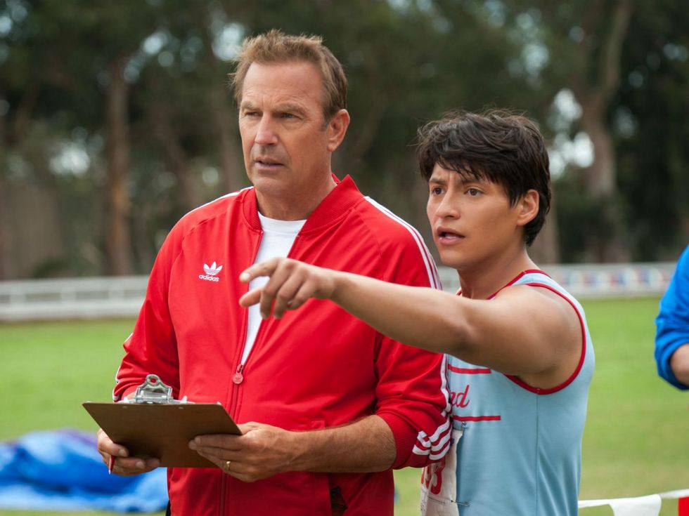 Kevin Costner and Carlos Pratts in McFarland, USA