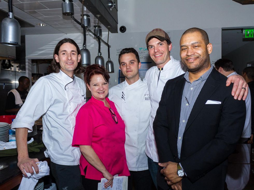 Kitchen staff and Janice Provost at Cafe Momentum pop-up dinner at FT33 in Dallas