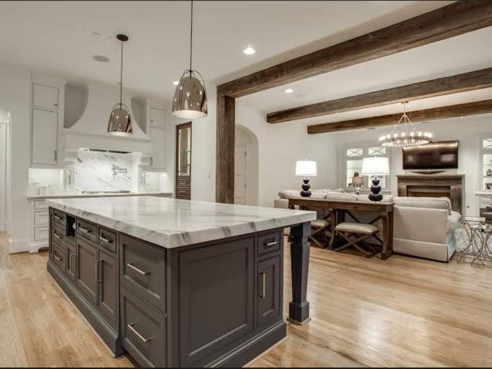 Kitchen with exposed beams