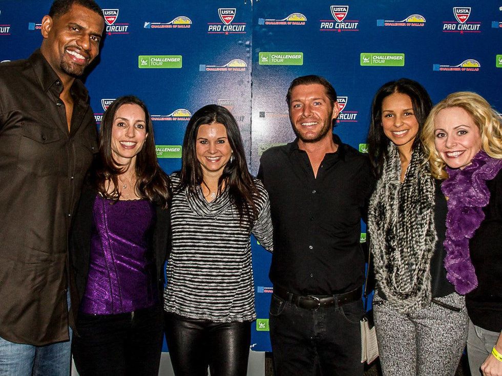 Kurt Thomas, Karen Saland, Laurie Barcy, Blake Edwards, Nichole Thomas and Angela Ruble, challenger of dallas sponsor party