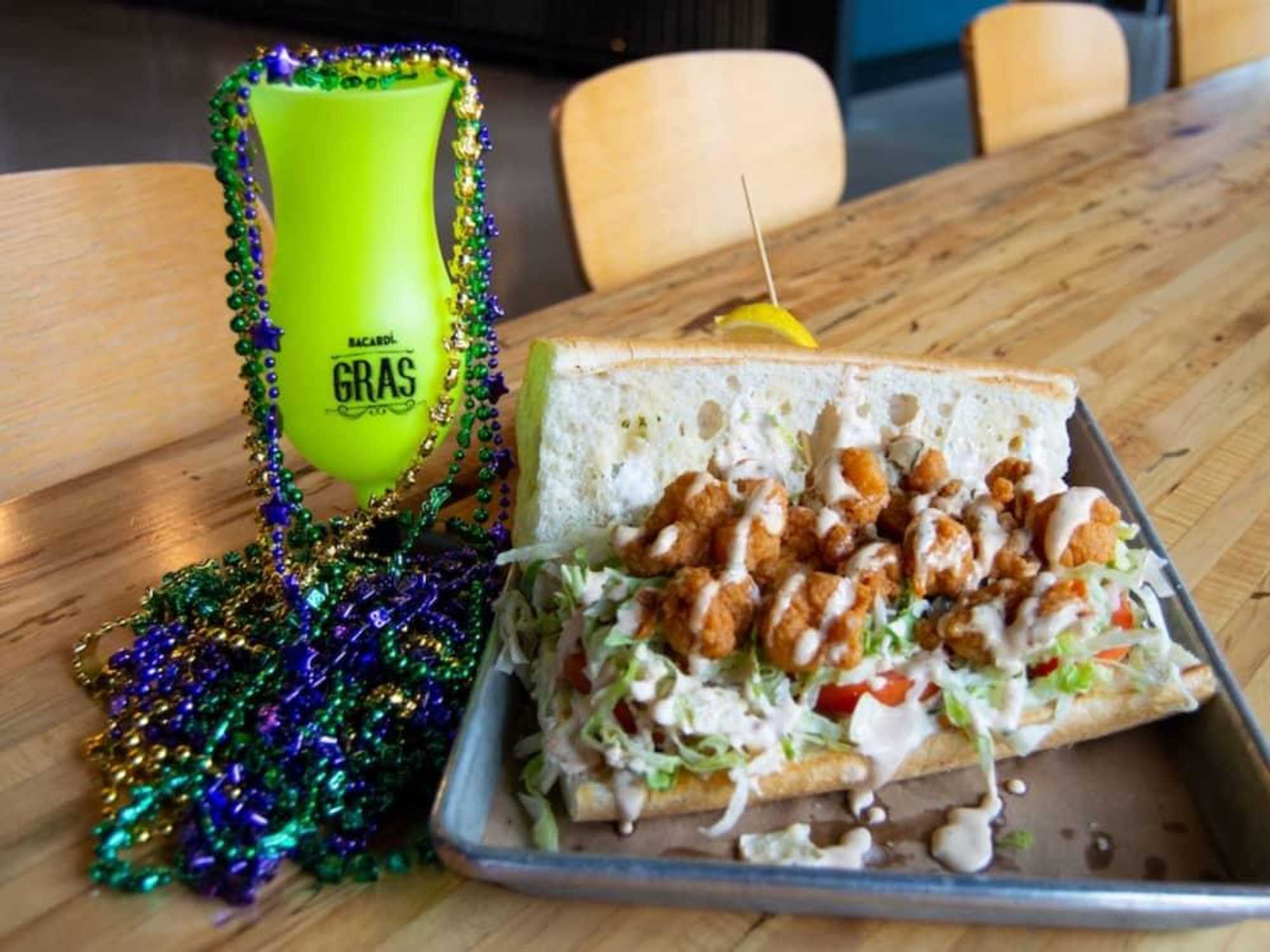 Legacy Hall Mardi Gras po' boy
