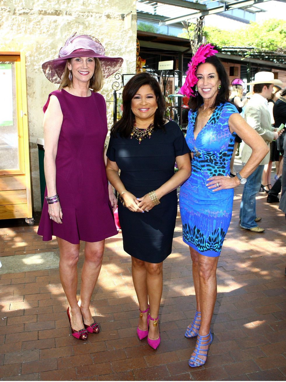Linda Spina, Clarice Tinsley, News Anchor, FOX 4, Hat Judge; Jocelyn White, mad hatter's tea
