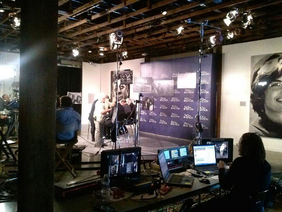live on the set of Face the Nation with Bob Schieffer at The Sixth Floor Museum closed set