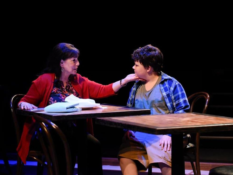Lois Sonnier Hart and Alex Duva in The Big Meal at WaterTower Theatre